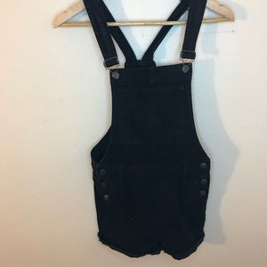 Black overall shorts